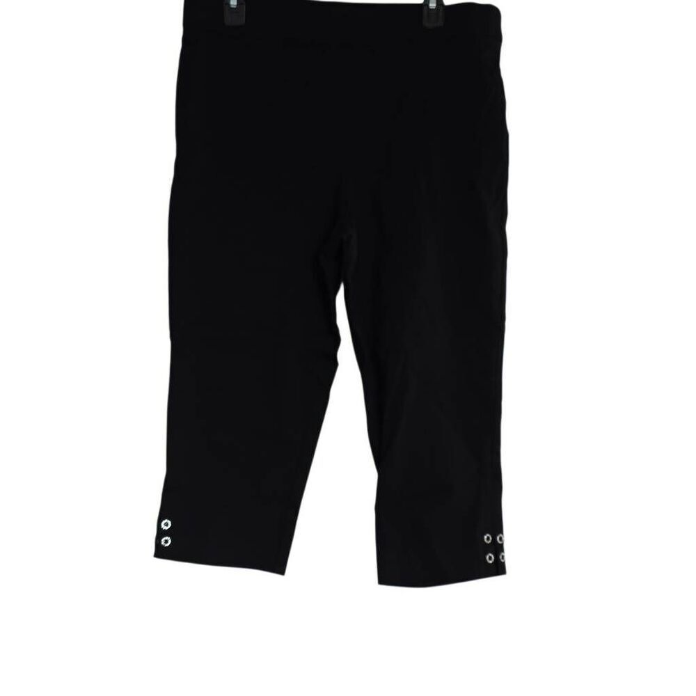 Counterparts Women Size 14 Black Pull On Capri Diamond Grommet Pants